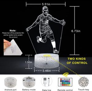 Cristiano Ronaldo Football Player Figure Table Lamp Bedside Soccer <b>Lights</b> with App & <b>Remote</b> Control LED - Product Image 5