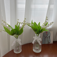 Ramo de Lirios del Valle Artificiales, Flores de Seda Sintética, Realistas al Tacto, Color Blanco, Hechas a Mano, para Decoración de Bodas, Hogar, Fiestas, Regalo, Venta al Por Mayor