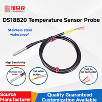 DS18B20 antarmuka kawat tunggal unik 6*50mm Sensor suhu tahan air baja tahan karat Probe dengan kawat tembaga murni