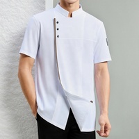 Vêtements de travail pour la restauration, la cuisine et la boulangerie, vestes de chef en polyester noir à manches courtes, logo personnalisé en gros