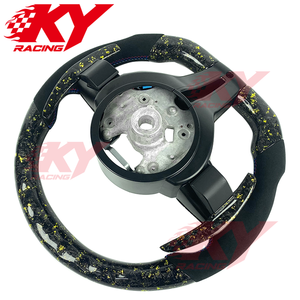 Volante Deportivo Personalizado con Fibra de Carbono Forjada Dorada, LED RPM, Agarre de Cuero Suede para BMW F80 M3 F82 M4 F87 F34 F31 F30 F10 F20 - Product Image 3
