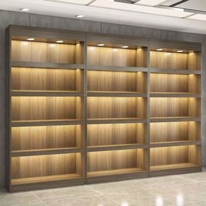 Étagère de présentation en bois LE pour magasin de détail, librairie, présentoir avec éclairage LED, étagères de présentation en bois à vendre - Product Image 1