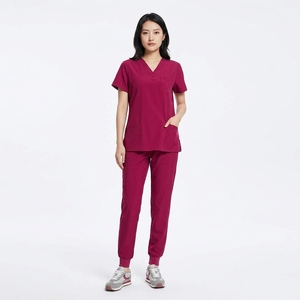 Tenues médicales personnalisées : Ensemble haut col en V et pantalon pour usage médical, extensible dans les 4 sens, doux et respirant - Product Image 1
