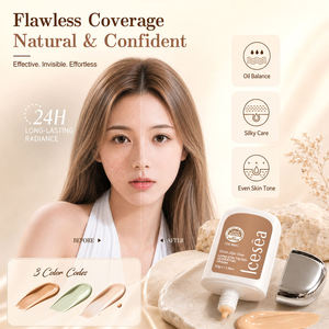 Icesea OEM/ODM Vente en gros Crème hydratante teintée longue durée SPF Peau grasse Contrôle du sébum Estompe les pores 3 teintes Crème BB légère 50g - Product Image 6