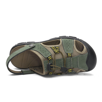 Sandales d'extérieur en cuir pleine fleur pour hommes, grandes tailles 38-50, respirantes, à bout fermé, chaussures de sport à semelle en caoutchouc, chaussures aquatiques