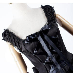 Vestido Gótico Vintage Clásico Negro en Línea A para Mujer, Disfraz de Cosplay con Encaje en Capas, Estilo Lolita Gótica, Disfraz de Halloween de Poliéster para TV y Cine - Product Image 5