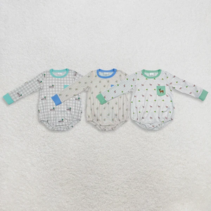 เสื้อผ้าเด็กผู้ชายแขนยาวปักลายเป็ดกวางกระเป๋าลายสก๊อต - Product Image 1