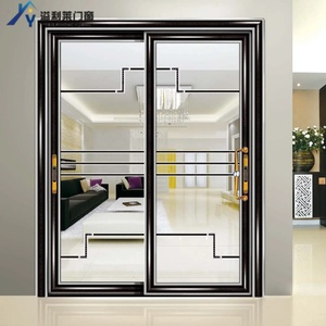 <span class=keywords><strong>Porta</strong></span> <span class=keywords><strong>Scorrevole</strong></span> Doppia in Lega di Alluminio con Isolamento Termico e Acustico, Vetro Basso Emissivo, Stile Americano, per Interni, Giardini, Supermercati e Uso Esterno - Product Image 1