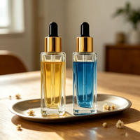 Flacon carré vide en verre transparent de 30 ml avec compte-gouttes et pulvérisateur pour huiles essentielles, lotions, parfums, diffuseur à bâtonnets, lot de 100 pièces