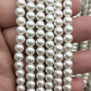 ลูกปัดแก้วเลียนแบบมุกขายส่ง ขนาด 4 มม.-12 มม. ทรงกลม สำหรับทำเครื่องประดับ DIY งานฝีมือ - Product Image 1