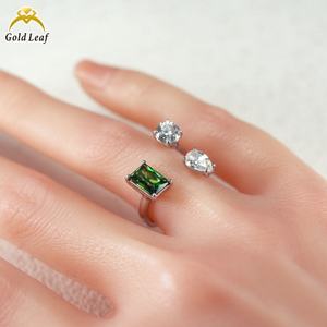 Anillo de Joyería Goldleaf, Plata de Ley 925, Esmeralda Cultivada en Laboratorio D VVS para Mujer, Anillo de Moissanita - Product Image 2