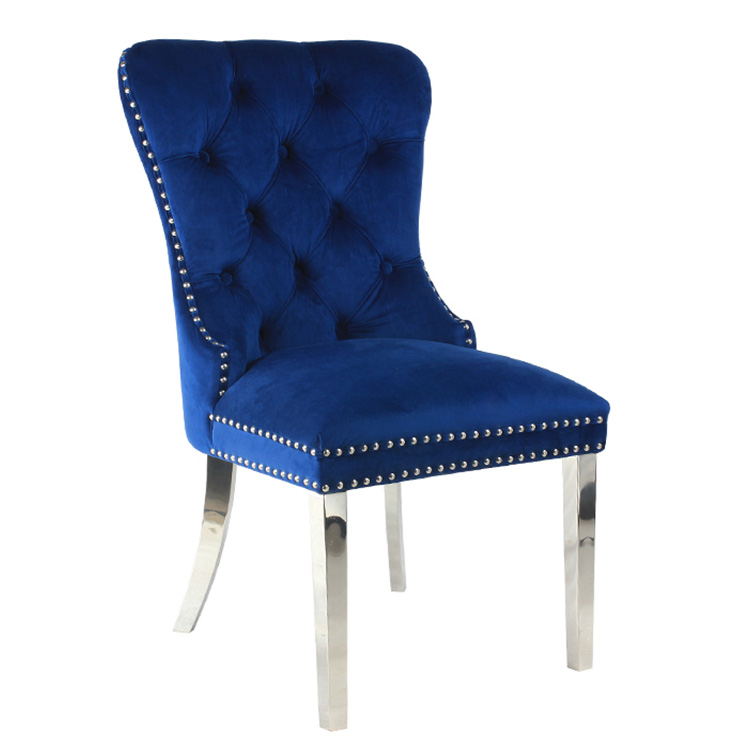 Frank мебель Ресторан отеля с высокой спинкой кольцо используемый Банкетным кустовой Фотофон с обивкой из синего бархата и удобная в ношении ткань обеденные стулья