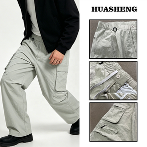 Pantaloni Tecnici da Esterno di Alta Qualità, Jeans <span class=keywords><strong>Cargo</strong></span> a Gamba Larga <span class=keywords><strong>Verde</strong></span> Salvia con Dettaglio Anello a D per Successo Professionale - Product Image 2