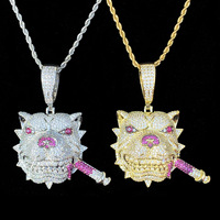 Hip Hop Bijoux En Laiton 5A CZ Glacé Intimidation Chien Pendentif Mode Cubique Zircone Diamant Pendentif pour Hommes Femmes