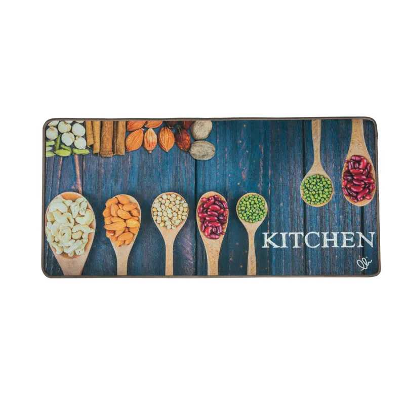 Customizable Rectangle Non Slip Rubber Back Kitchen Rugs Cushioned Printing Kitchen Door Mat