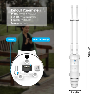 ราคาโรงงาน <span class=keywords><strong>Wavlink</strong></span> AC1200 ตัวขยายสัญญาณ WiFi แบบ Dual Band ระยะไกล ทนทานต่อสภาพอากาศ สำหรับภายนอกอาคาร พร้อมเสาอากาศ 2 ต้น - Product Image 5
