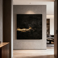 Peinture sur toile abstraite à texture de feuille d'or, peinte à la main, décoration murale haut de gamme pour salon
