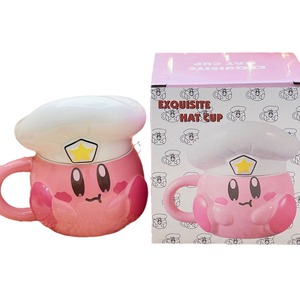 Taza de Cerámica HY Rosa con Dibujos Animados de Kirby, Cantimplora Kawaii con Gorro, Taza de Café de Cerámica 3D para Regalo de Navidad - Product Image 1