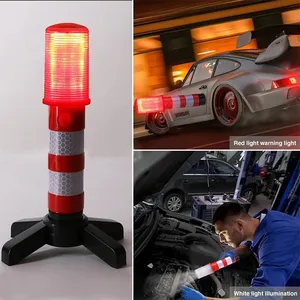 Kit de luz de mão portátil 2 pacotes, kit de farol estroboscópico de segurança de emergência vermelho led aaa luz de emergência para carro