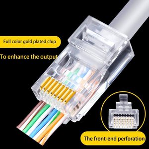 Conector RJ45 Cat6 sin blindaje 8P8C de pasaje para cable de red Ethernet, cabezal de cristal para cable LAN - Product Image 2