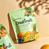 Op maat bedrukte, biologisch afbreekbare, zeefdruk bedrukte, food grade plastic ziplock zakken voor gedroogd fruit en groenten, herbruikbaar met ritssluiting