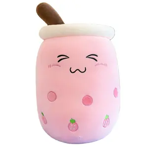 Custom Logo Personalized Anime Mascot Promotional Gift Doll Soft Stuffed Animal Plushies Food Milk Tea Cup Bubble Boba Plush Toy