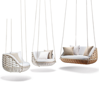 En promotion : Chaise suspendue œuf en rotin PE, design tendance, pour patio, véranda, jardin, chaise longue d'extérieur en osier, balançoire.