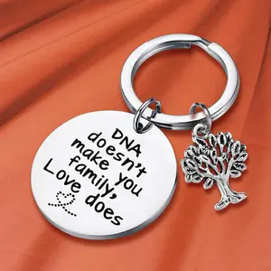 2024生命之树亲情吊坠钥匙扣刻字DNA不会让你的家人爱父母钥匙扣