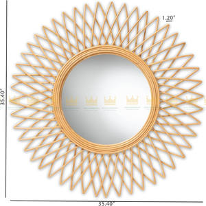 Handmade Modern Bohemian Natural <b>Rattan</b> Wall Accent Mirror Custom Shape Anniversary Decorations From Vietnam Home <b>Decor</b> - Product Image 4