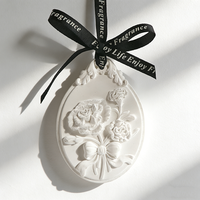 Aromathérapie suspendu désodorisant ovale porcelaine fleur céramique huile essentielle diffuseur cadeau voiture garde-robe parfum