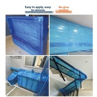 Film de protection souple bleu PE - Anti-poussière et anti-rayures pour fenêtres de cuisine du sol au plafond en aluminium/acier inoxydable