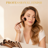 Ensemble de pinceaux de maquillage en bois de noyer naturel 2026, ensemble de pinceaux cosmétiques