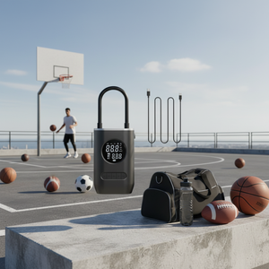 Pompe électrique numérique rechargeable 150 PSI, alimentée par batterie, entièrement automatique, pour sports de ballon, corps en acier haute pression - Product Image 2