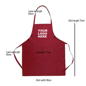 定制徽标纯色围裙，女式，带 2 个口袋，黑色商用厨师围裙，适合厨房烹饪、餐厅、烧烤、清洁 - Product Image 6