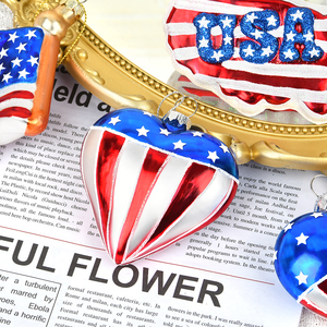 High Quality Personalized Creative American Flag Pattern Glass Christmas <b>Tree</b> <b>Ornaments</b> Custom Christmas Ball <b>Ornaments</b> - Product Image 3