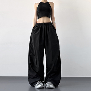 <span class=keywords><strong>Pantaloni</strong></span> Cargo Larghi da <span class=keywords><strong>Donna</strong></span> in 100% Poliestere, Stile Y2k Streetwear, con Coulisse, Gamba Larga, Arancione Rosso, Taglie Forti - Product Image 5