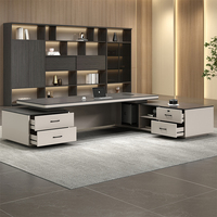 LR-BD-098 Mobilier de bureau moderne de luxe, bureau de direction en forme de L, durable et de qualité supérieure, table de PDG pour usage professionnel