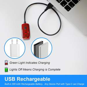 แอนเทล่าไฟท้ายจักรยาน LED สีแดงกันน้ำ IPX4 ชาร์จใหม่ได้ด้วยสาย USB C 4 โหมดพลาสติก - Product Image 3