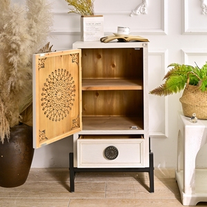 Meuble de rangement latéral de cuisine en bois blanc INNOVA, armoire avec pieds en métal, salle à manger, salon, entrée, hôtel, accent moderne, décoration de la maison - Product Image 3