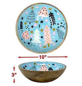 Cuenco individual ecológico hecho a mano, cuencos redondos de madera para servir frutas y ensaladas para uso en la cocina, diseño impreso - Product Image 3