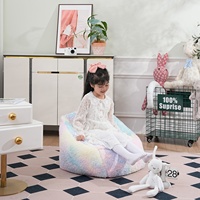 Petit canapé en tissu pour enfants, motif tie-dye arc-en-ciel, mignon, léger, style princesse, avec accoudoirs coquillage, une place