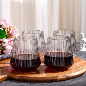 12Oz Stemless Ribbed Wine <strong>Glasses</strong> Disposable <strong>Plastic</strong> Whiskey Cups for Champagne, Catering, Weddings, Parties - Product Image 3