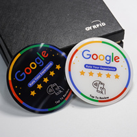 Tarjeta NFC de Acrílico de 8 cm Lista para Enviar, Etiqueta NFC con Chip 213, Adhesivo Redondo de PVC, Tarjeta NFC para Reseñas de Google