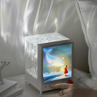 Lampe de chevet EGOGO Aurora blanc chaud pour enfants avec projection dynamique d'ondes océaniques, musique et télécommande