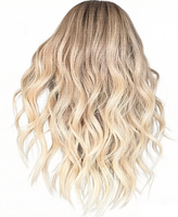 Peluca de Cabello Humano Europeo Virgen Kosher Judío Personalizada con Base de Seda Transparente HD, Balayage Rubio, Sin Pegamento, Doble Trama, Mediana