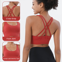 Nouveau soutien-gorge et legging de sport Double face brossé avec croix dans le dos ensemble de leggings et soutien-gorge sans couture ensemble de soutien-gorge legging