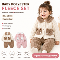 Conjunto de Felpa de Poliéster Personalizado para Bebés, Cálido y Suave, Traje de Cárdigan de Invierno para Niños Pequeños