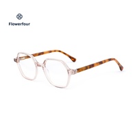 Lunettes géométriques transparentes roses Flowerfour FH2306 pour hommes, femmes, unisexe, montures de lunettes optiques tendance en acétate, mode