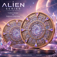Pièce de monnaie extraterrestre Area 51 en cuivre pur 999 de 1 oz, 3D en relief, colorée UV, effet proof-like, Art OVNI mystérieux, Artisanat métallique