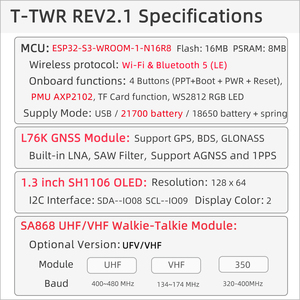 LILYGO-Placa DE DESARROLLO DE walkie-talkie, módulo OLED PMU AXP2102, GPS, GNSS, transceptor RF, 1,3 pulgadas, 1,3 pulgadas - Product Image 5